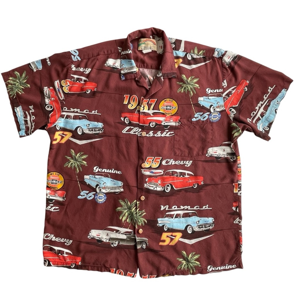Vintage Paradise Found Men's GM 57 Chevy Hawaiian Camp‎ Shirt